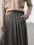 Pure Wool Pleated Wide Leg Trousers