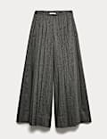 Pure Wool Pleated Wide Leg Trousers
