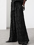 Lyocell Rich Beaded Wide Leg Trousers