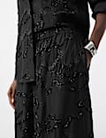 Lyocell Rich Beaded Wide Leg Trousers