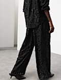 Lyocell Rich Beaded Wide Leg Trousers
