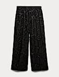 Lyocell Rich Beaded Wide Leg Trousers