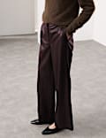 Leather Wide Leg Trousers