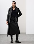Leather Patent Textured Midi A-Line Skirt