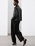 Tailored Barrel Leg Trousers with Wool