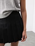 Plissierter Minirock aus Wollmischgewebe