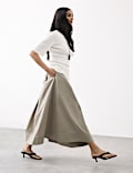 Taffeta Pleated Maxi Skirt