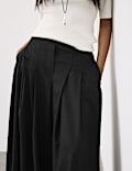 Lyocell Rich Wide Leg Trousers With Wool