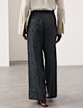 Linen Rich Cuffed Wide Leg Trousers