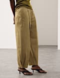 Pure Cotton Drawstring Barrel Trousers