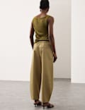 Pure Cotton Drawstring Barrel Trousers