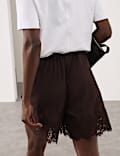 Pure Silk Lace High Waisted Shorts