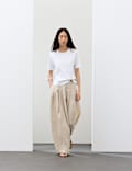 Pantalon palazzo pliss&eacute; en Lyocell