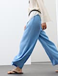Getailleerde pantalon met wol en wijde pijpen