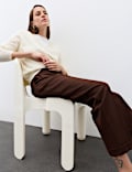 Wool Blend Tapered Leg Trousers