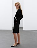 Wool Blend Knee Length Tailored Skirt