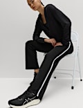 Go Easy Cotton Rich Side Stripe High Waisted Straight Leg Joggers