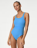 Ribbed Padded Scoop Neck Swimsuit