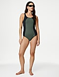 Padded Panelled Scoop Neck Swimsuit