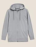 Sweat coupe longue en coton à capuche