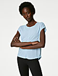 Scoop Neck Twist Back Yoga T-Shirt