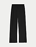 Woven High Waisted Wide Leg Trousers