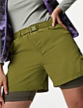 Layered High Waisted Walking Cargo Shorts