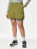 Short cargo taille haute effet superpos&eacute;
