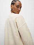 Cotton Rich Mesh Panel Relaxed Sweatshirt