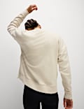 Cotton Rich Mesh Panel Relaxed Sweat-shirt