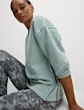 Cotton Rich Mesh Panel Relaxed Sweatshirt