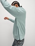 Cotton Rich Mesh Panel Relaxed Sweat-shirt