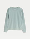 Cotton Rich Mesh Panel Relaxed Sweatshirt