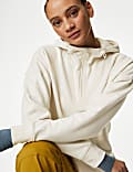 Cotton Rich Mesh Panel Relaxed Hoodie
