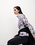 Thermo-Fleece mit Stehkragen, Reißverschluss und Muster