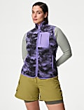 Zip Up Printed Funnel Neck Fleece Gilet