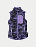 Zip Up Printed Funnel Neck Fleece Gilet