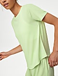 Textured Scoop Neck Fitted T-Shirt