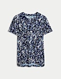 Printed Scoop Neck Fitted T-Shirt