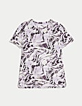 Printed Scoop Neck Fitted T-Shirt