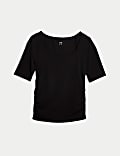Lightweight Scoop Neck Ruched Yoga T-Shirt