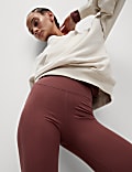 Gerippte Yoga-Leggings mit hohem Bund und ausgestelltem Bein