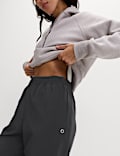 Woven Mesh Panel Lightweight Cuffed Joggers