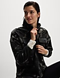 Veste en polaire zippée effet peau de mouton à col cheminée