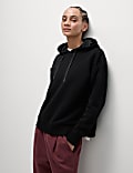Cotton Rich Mesh Panel Relaxed Hoodie
