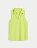 Top maillot de corps en coton mélangé à col en V