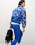 Borg Printed Funnel Neck Zip Up Fleece Jacket