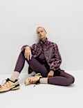 Borg Printed Funnel Neck Zip Up Fleece Jacket
