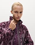 Borg Printed Funnel Neck Zip Up Fleece Jacket