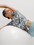 Cotton Blend Printed Tie Front Crop T-Shirt